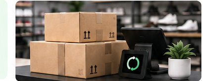 Receiving station with incoming boxes at an independent retail stockroom